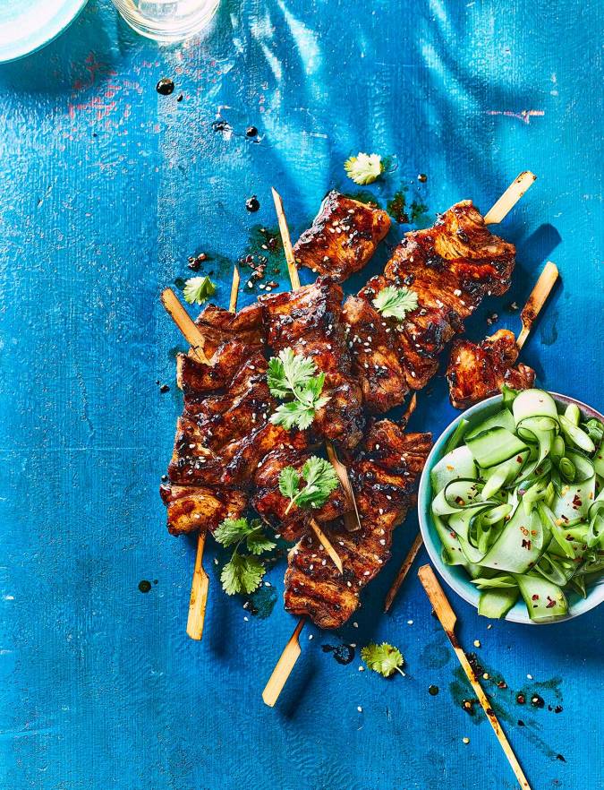Recipe: Sticky pork skewers with cucumber