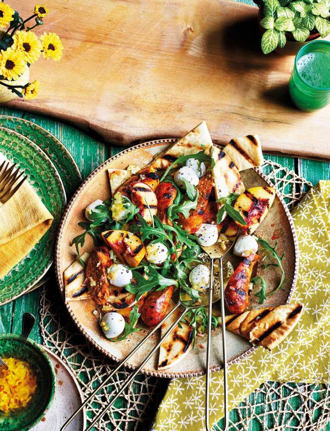 Recipe: Charred chorizo, peach & pitta panzanella