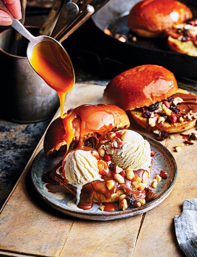 Nutella and nutstuffed brioche icecream buns recipe Sainsbury's