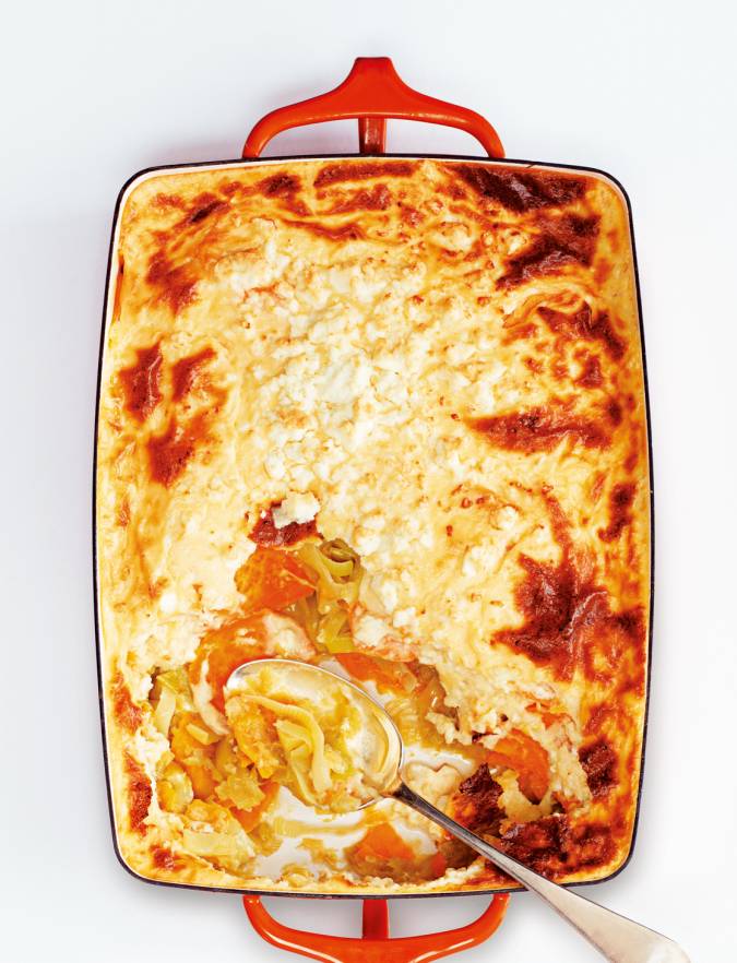 Leek and sweet potato ‘moussaka’ | Sainsbury&amp;#39;s Magazine