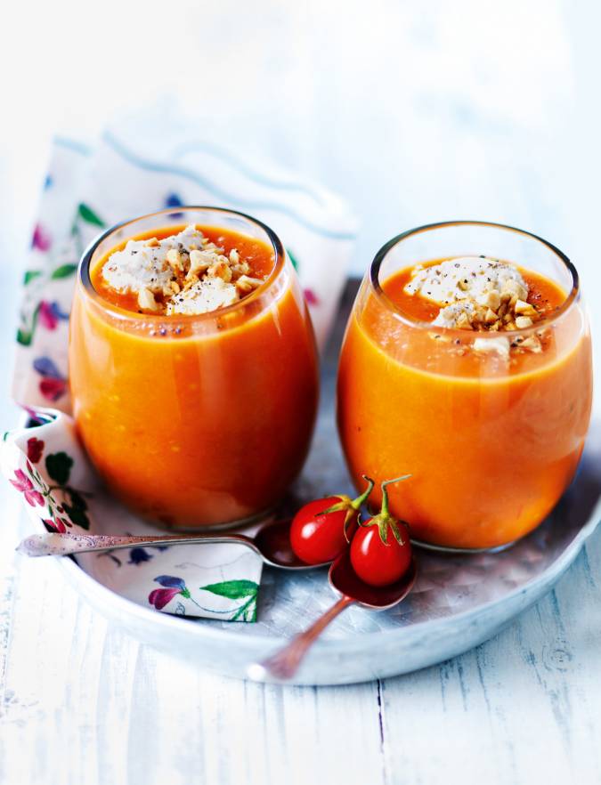Recipe: Tomato soup with whipped dukkah goats’ cheese