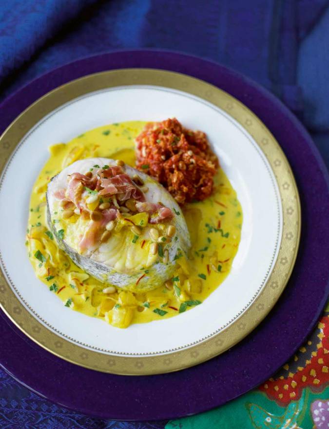 Recipe: Hake with Serrano ham and roasted pepper sauce