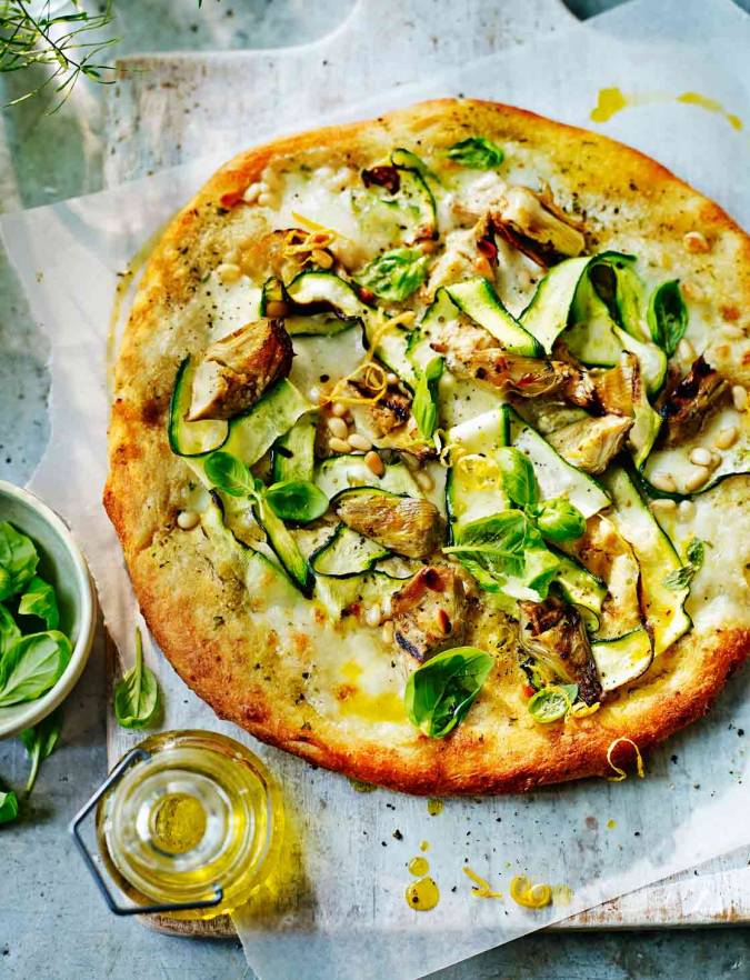 Recipe: Courgette, lemon and mozzarella pizza