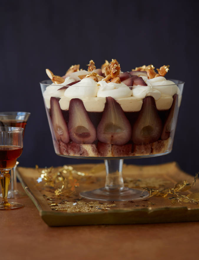 From the archives: easy christmas desserts — babymac Mulled wine pear trifle | Sainsbury's Magazine