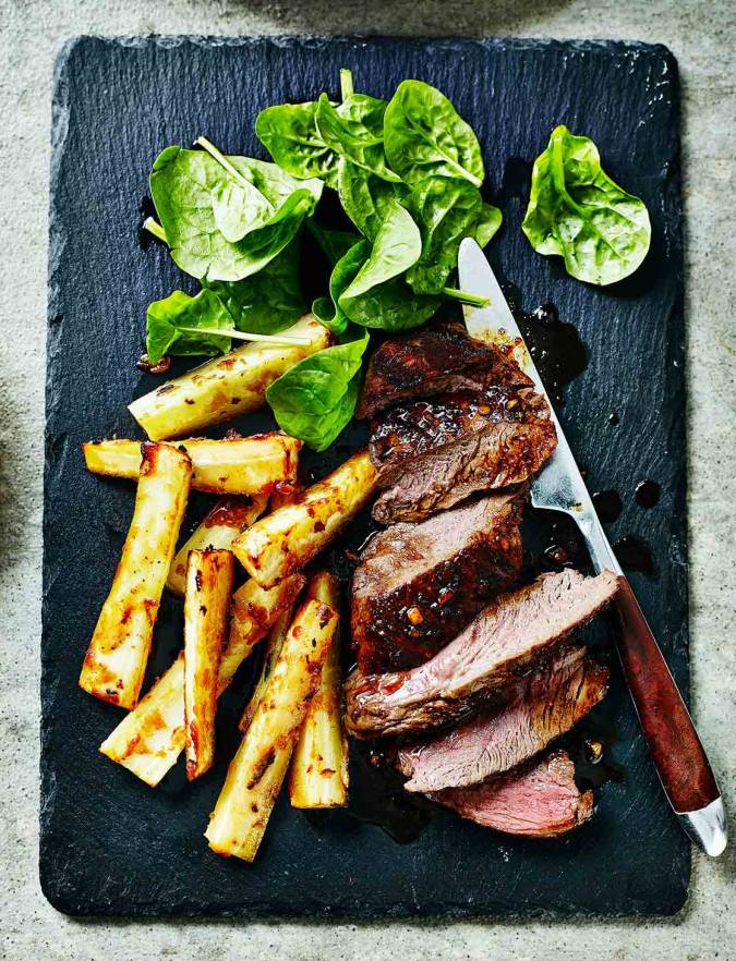 Recipe: Venison steaks with miso parsnip fries
