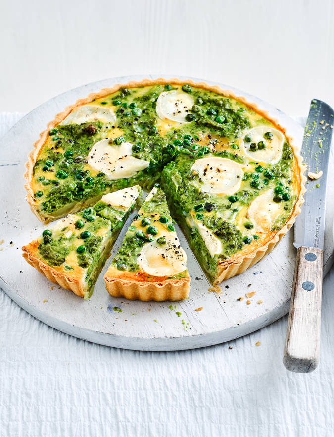 Recipe: Goats’ cheese and pea pesto tart