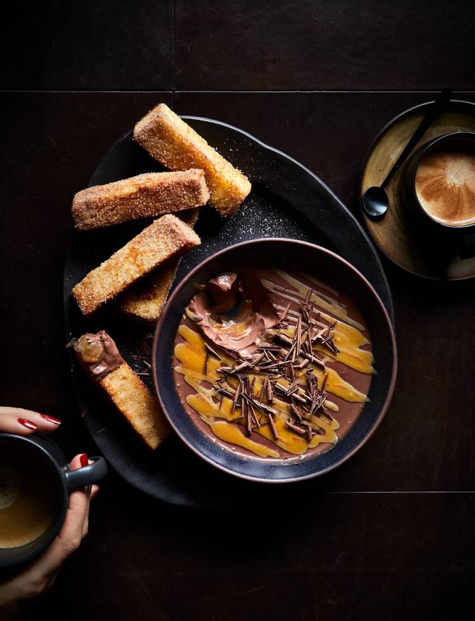 Recipe: Chocolate salted caramel dessert with French toast dippers