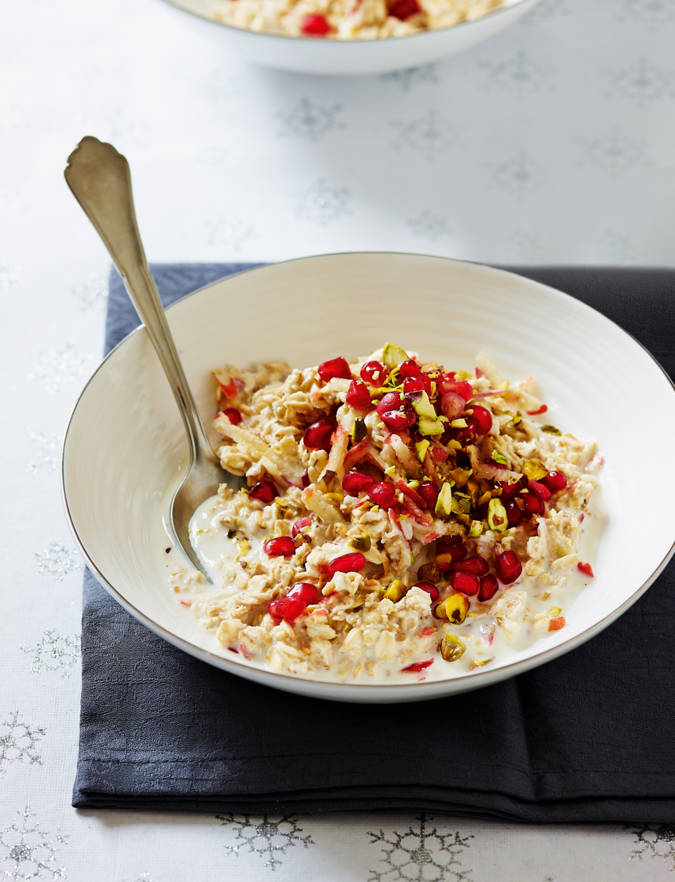 Recipe: Pomegranate and pistachio Bircher-style muesli
