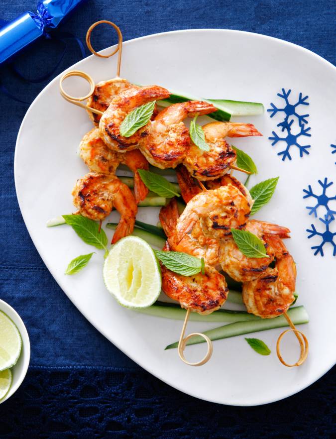 Recipe: Tandoori prawn mini kebabs with lime yogurt dip