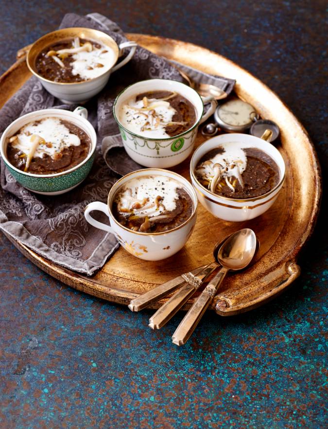 Mushroom and chestnut soup with truffle oil | Sainsbury's Magazine