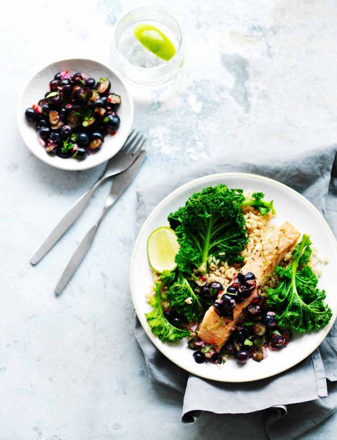 Recipe: Grilled salmon with blueberry-lime salsa