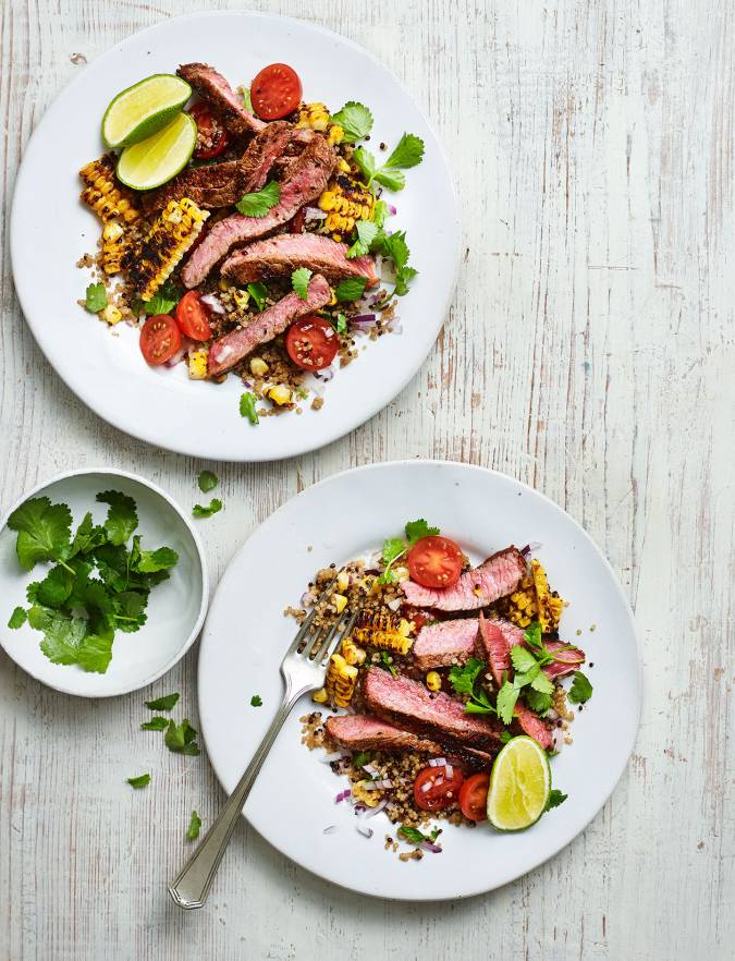 Recipe: Steak with Cajun grilled corn salad
