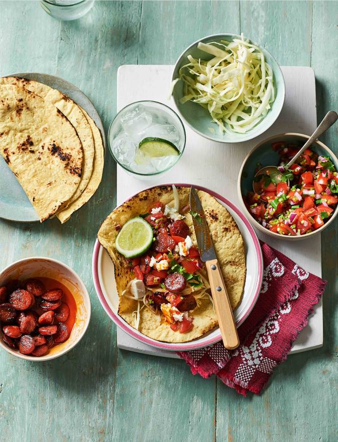 Recipe: Chorizo tacos with salsa and feta