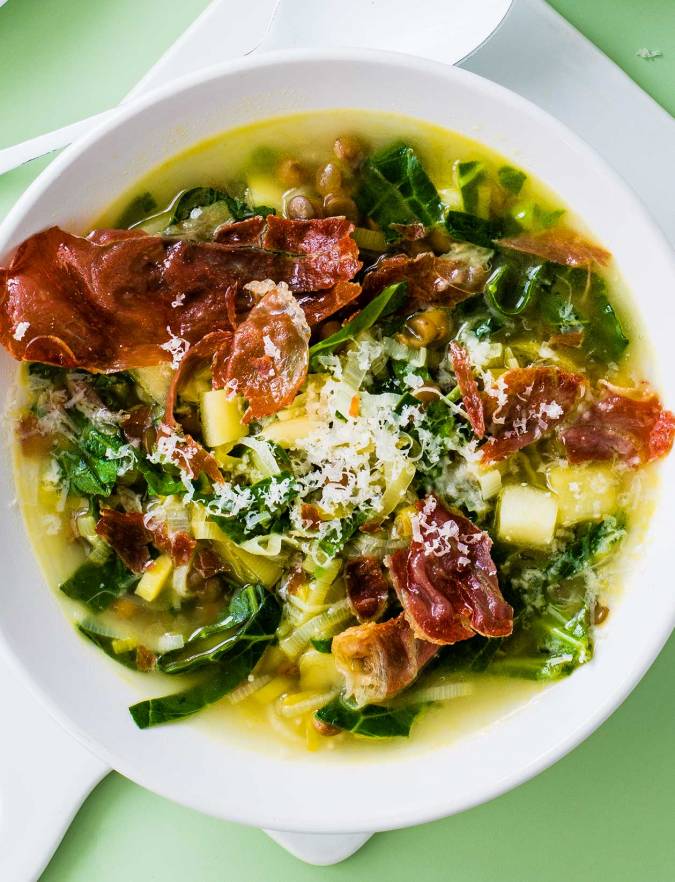 Recipe: Leek and apple minestrone with crispy Parma ham