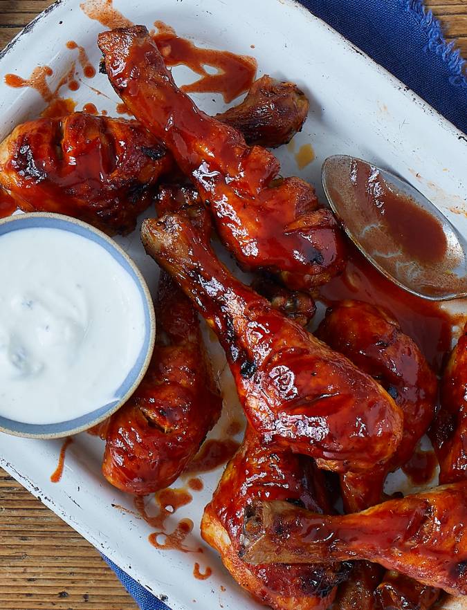 Recipe: Buffalo drumsticks with blue cheese dip