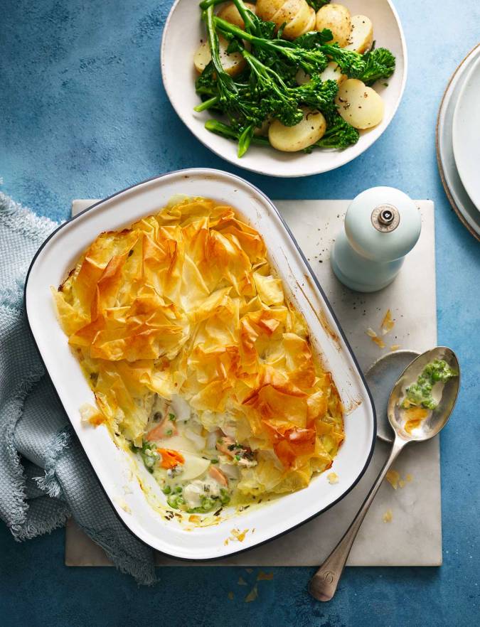 Filolu Fish Fish pie with filo pastry recipe | Sainsbury's Magazine