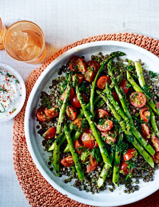 Recipe: Puy lentil, asparagus and salsa verde salad