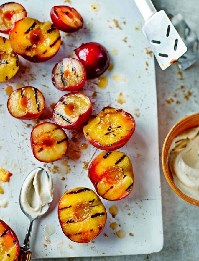 Recipe: Grilled peaches, apricots and plums with nutmeg mascarpone