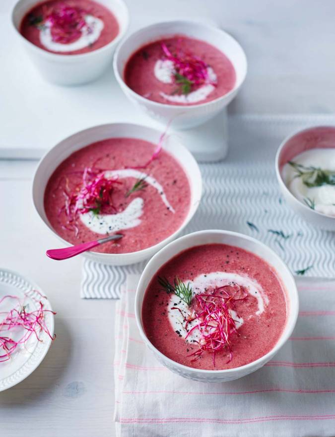 Recipe: Beetroot and apple soup with soured cream and dill