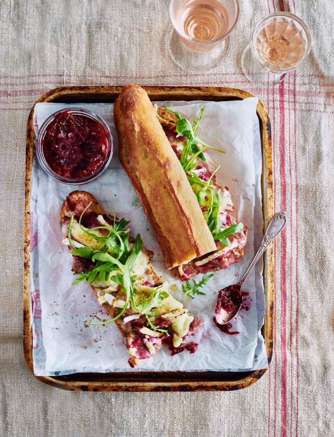 Recipe: Brie and beef baguette with beetroot jam