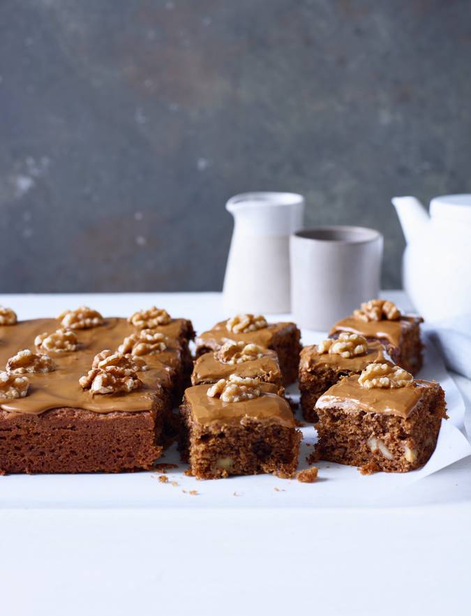 Recipe: Coffee & walnut traybake