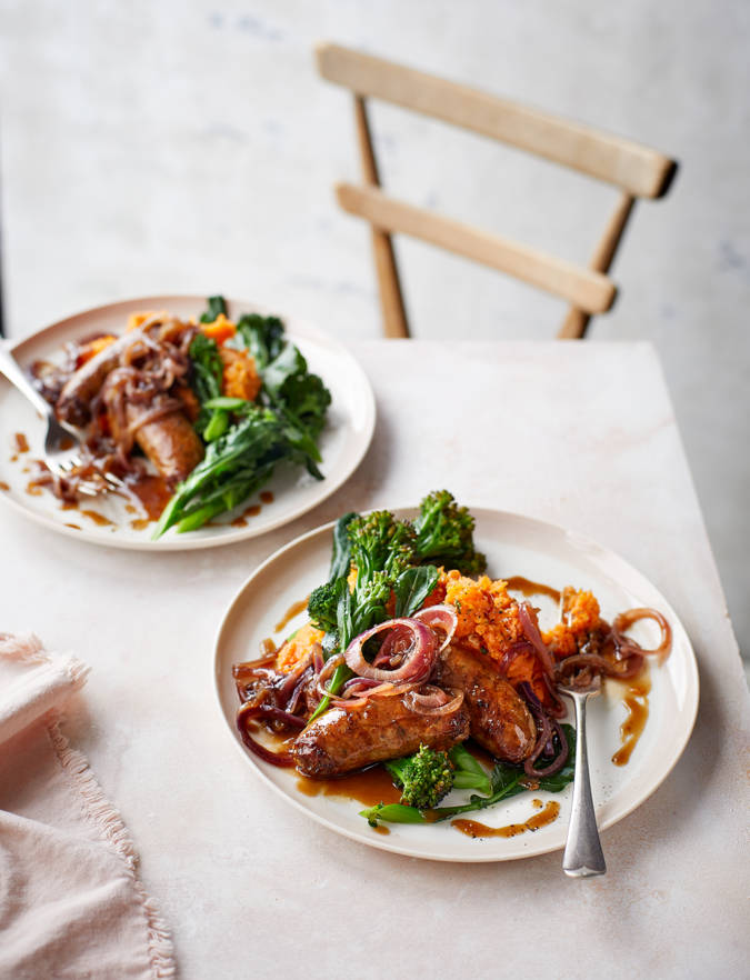Recipe: Sausages with sage ‘n’ squash mash