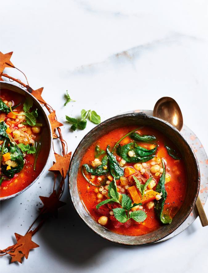 Recipe: Spiced Moroccan chickpea and spinach soup
