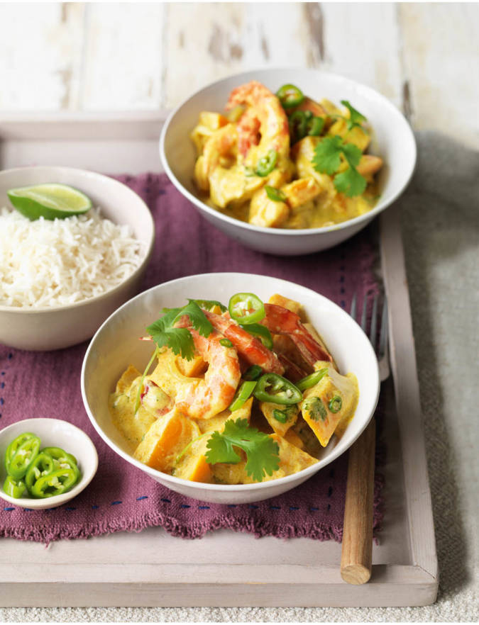 Recipe: Spiced squash and prawns with coconut and chilli