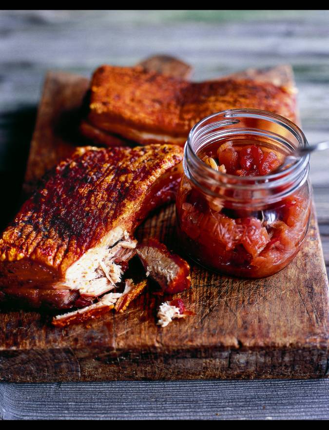 Recipe: Roast pork belly with apple, sour cherry and fennel chutney