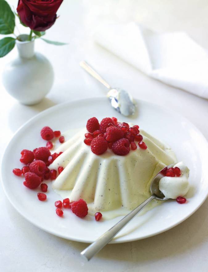 Recipe: Panna cotta with raspberries and pomegranate