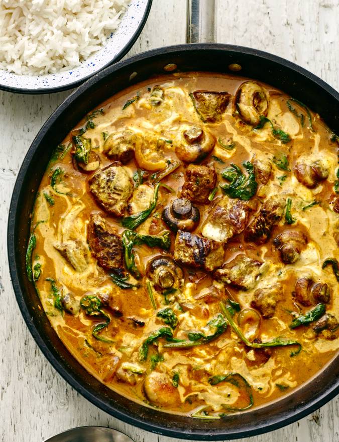 Recipe: Light lamb, mushroom and spinach korma