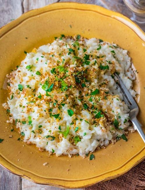 Recipe: Fennel and mascarpone risotto with lemon, garlic and pecorino crumbs