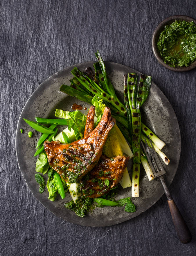 Recipe: Barbecued chermoula lamb chops with herb sauce