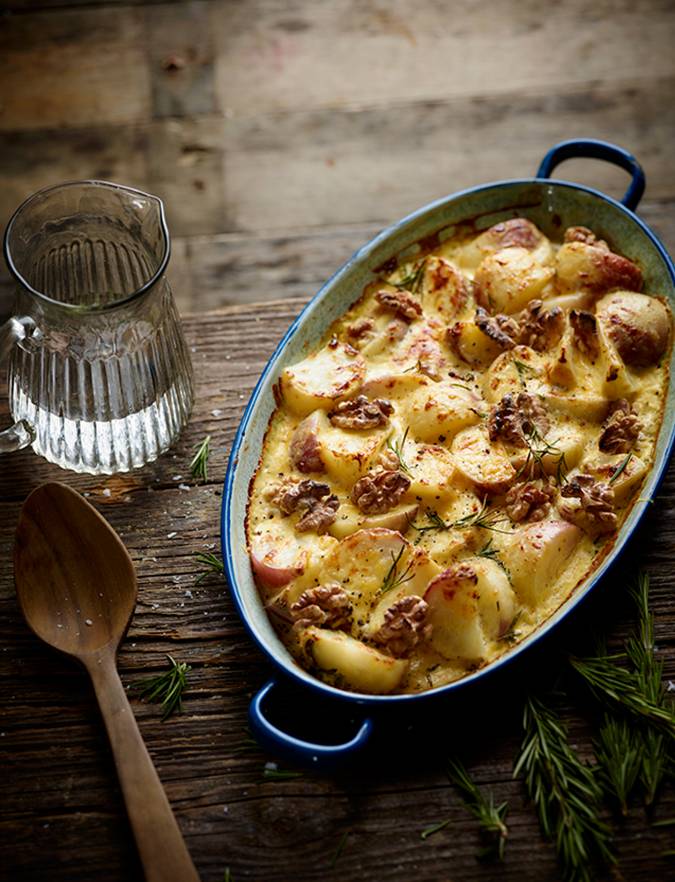 Recipe: Cheesy turnip and walnut gratin