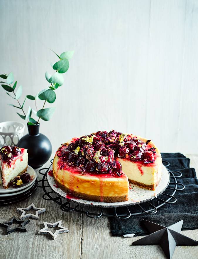 Recipe: Spiced white chocolate and cherry cheesecake