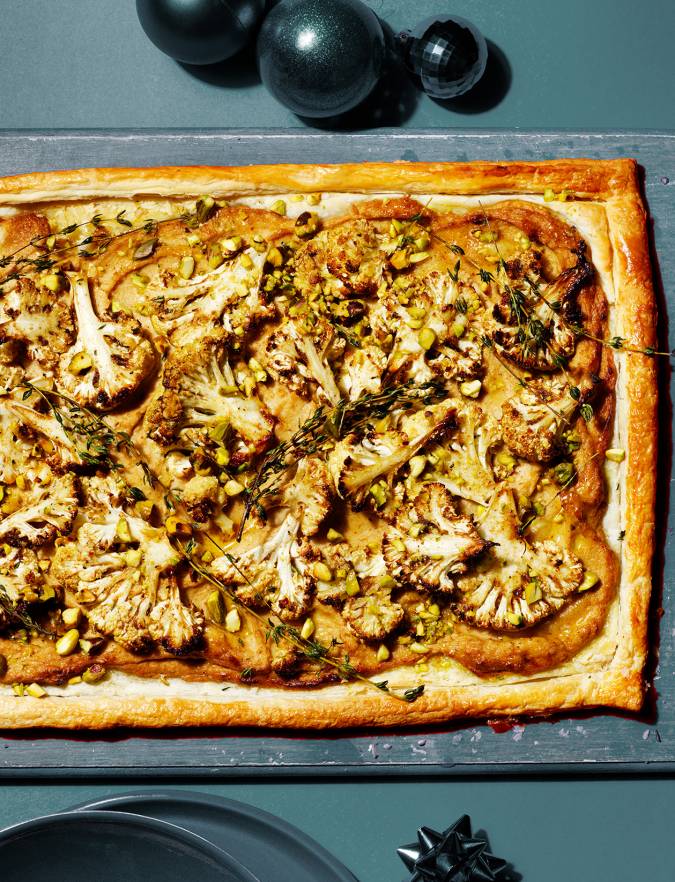 Recipe: Spiced cauliflower tart with thyme and pistachios