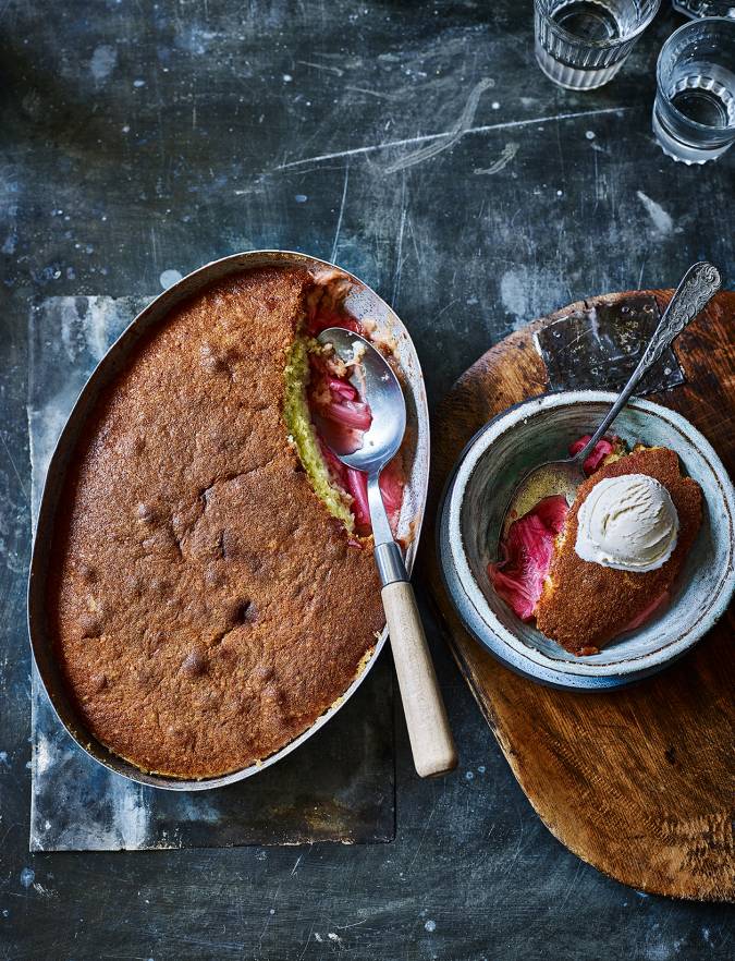 Recipe: Rhubarb and buttermilk-almond sponge