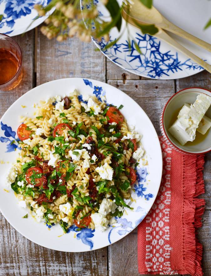 Recipe: Triple tomato pasta salad with feta