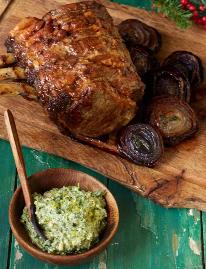 Recipe: Roast ribs of beef with roasted red onions