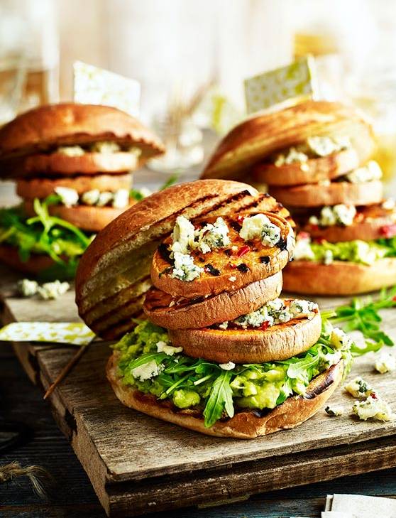Recipe: Triple sweet potato and Stilton ‘burgers’ with avocado mash