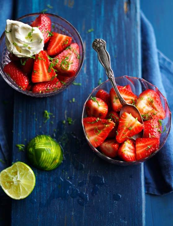 Recipe: Lime and mint marinated strawberries with rum and coconut cream