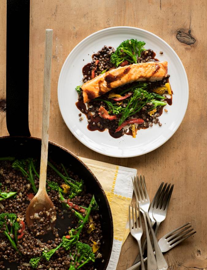 Recipe: Grilled salmon and Puy lentil salad