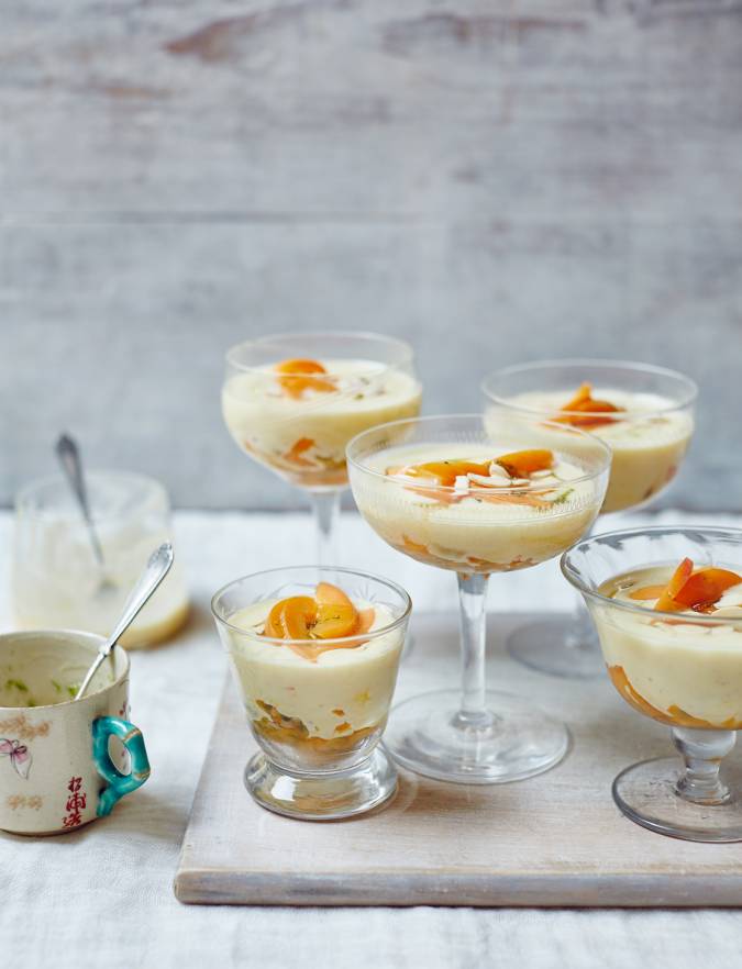 Recipe: White chocolate creams with apricots, passion fruit and lime