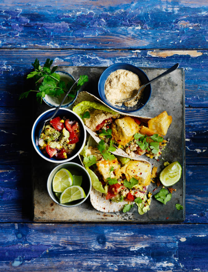 Recipe: Beer-battered tofu tacos with a chipotle cashew ‘soured cream’
