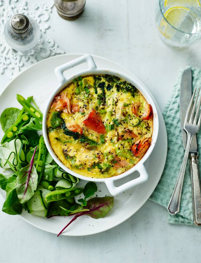 Recipe: Honey roast salmon and broccoli crustless quiche