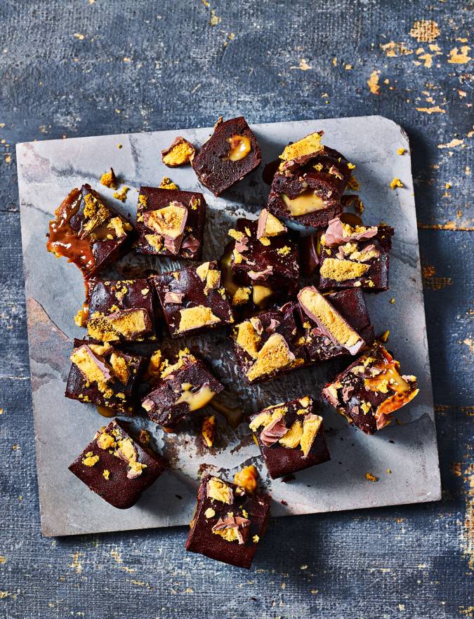 Recipe: Crunchie bar and salted caramel brownies