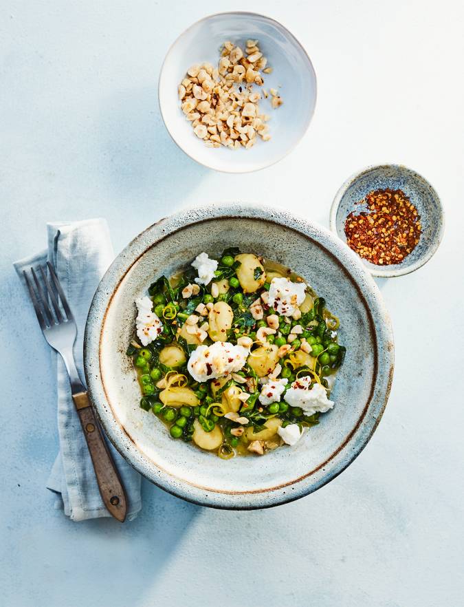 Pea and ricotta gnocchi bowl recipe | Sainsbury's Magazine
