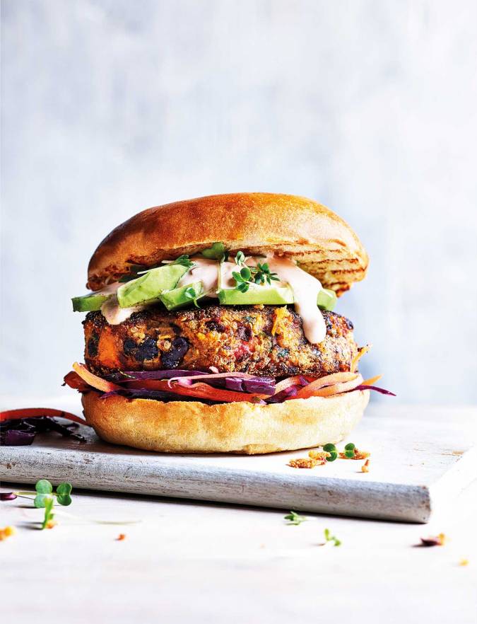 Smoky Black Bean And Sweet Potato Vegan Burger Recipe Sainsbury S Magazine