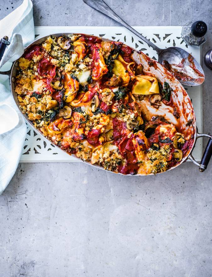Recipe: Mushroom and spinach tortelloni bake
