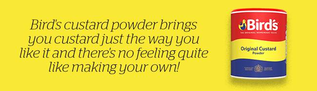 Rhubarb and orange panna cotta with Bird's Custard